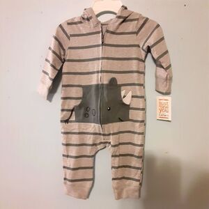 Carter's Hooded Rhino Zip Up Pajamas Size 6 Months